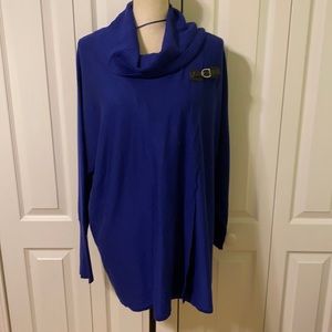 Elegant Blue Cowl Neck Sweater